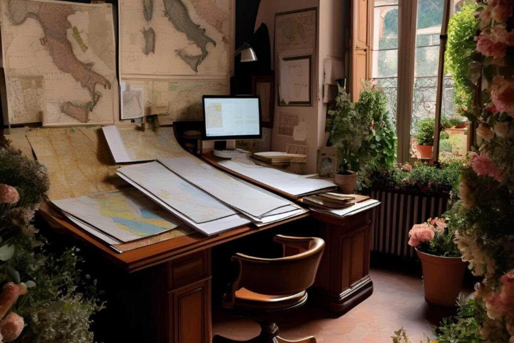 Mesa de trabalho da Duomo, Em Curitiba, a Duomo Marketing aplica estratégias de crescimento de alto padrão e metodologias IVSE, oferecendo soluções exclusivas em marketing com alta performance, análises detalhadas, e técnicas avançadas de branding, pricing, e up-selling, focando na jornada do cliente."